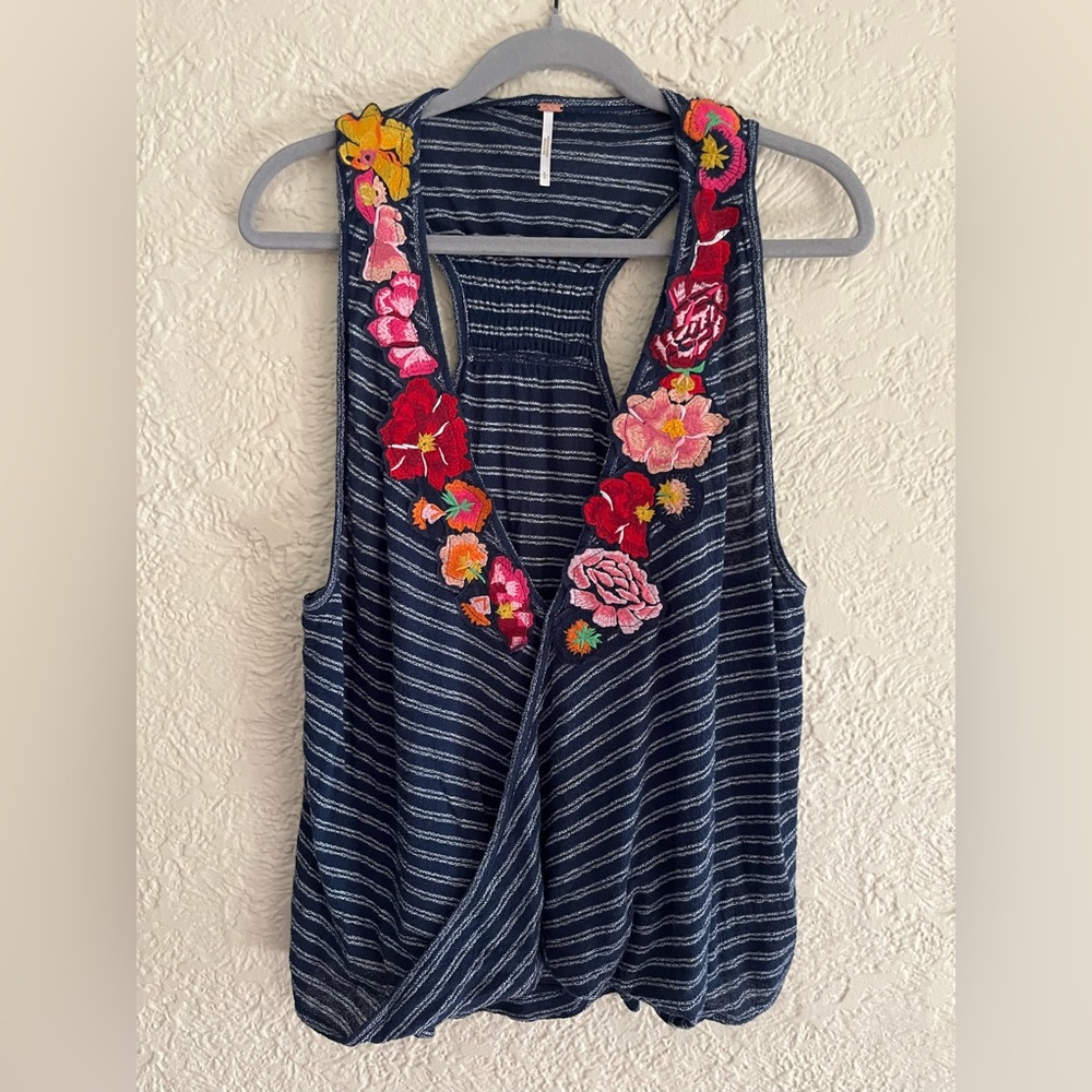 Free People Boho Embroidered Top